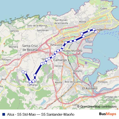 Alsa - S5 Std-Mao bus Line Map