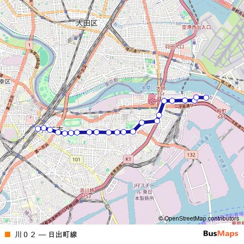 川０２ bus Line Map