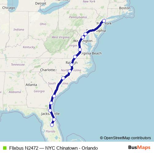 Flixbus N2472 bus Line Map