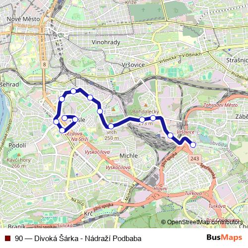 90 tram Line Map