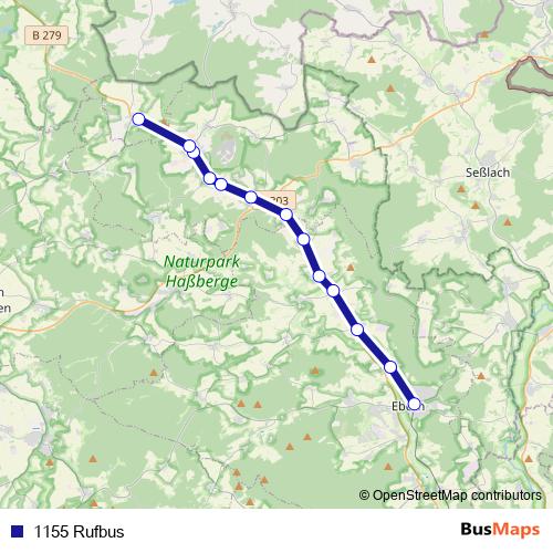 1155 Rufbus bus Line Map