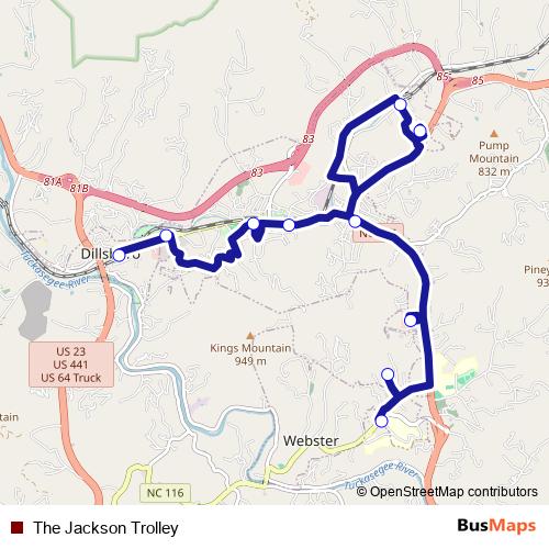 The Jackson Trolley bus Line Map