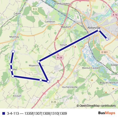 3-4-113 bus Line Map