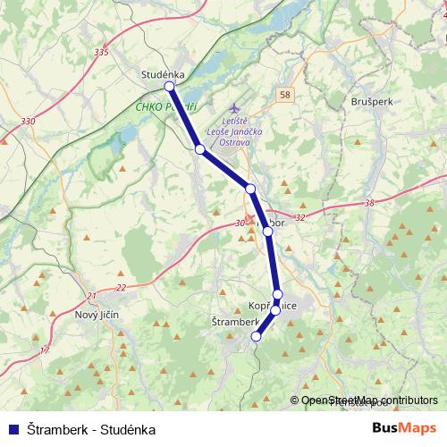 Štramberk - Studénka rail Line Map