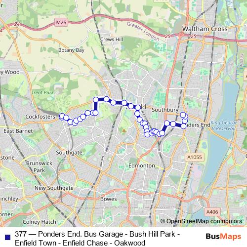 377 bus Line Map