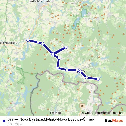 377 bus Line Map