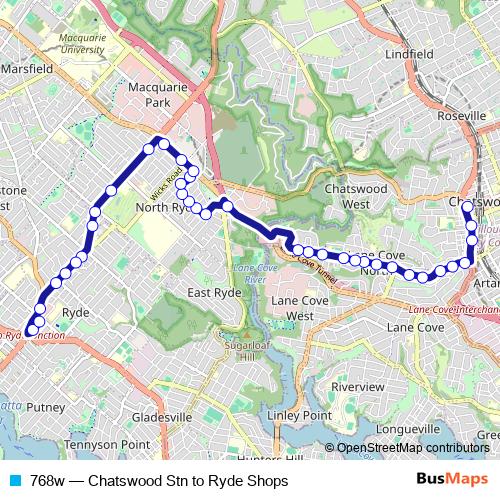 768w bus Line Map