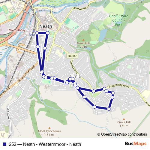 252 bus Line Map