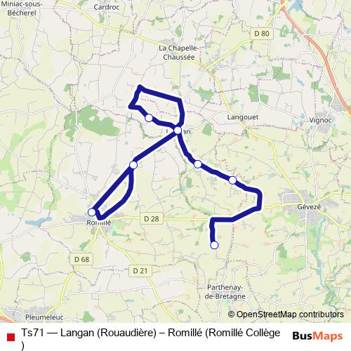 Ts71 bus Line Map