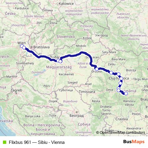 Flixbus 961 bus Line Map
