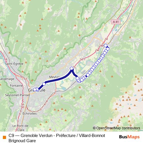 C9 bus Line Map