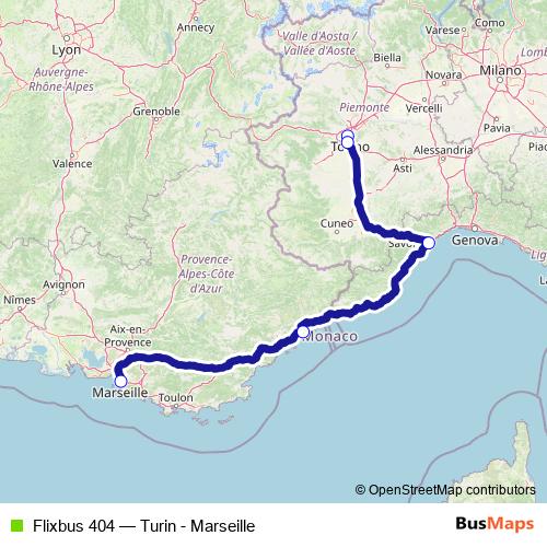 Flixbus 404 bus Line Map