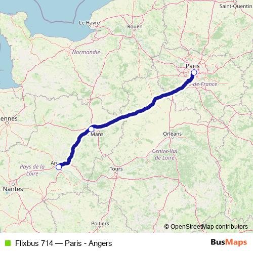 Flixbus 714 bus Line Map