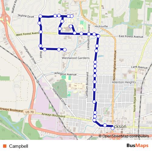 Campbell bus Line Map