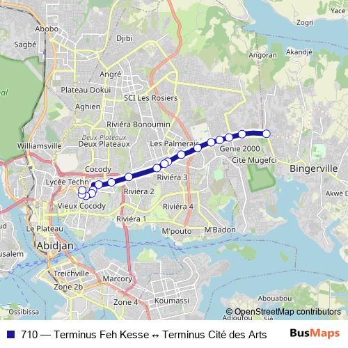 710 bus Line Map