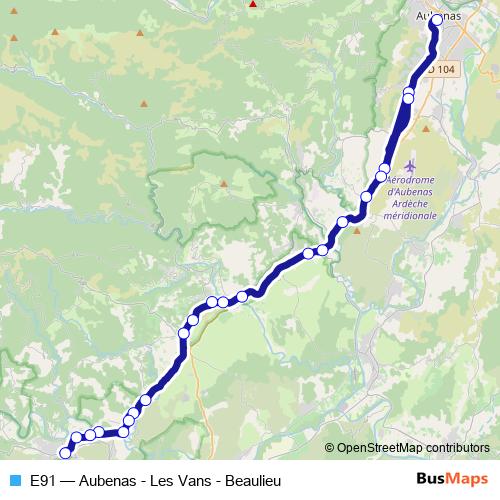 E91 bus Line Map
