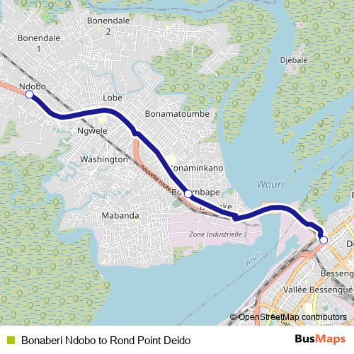 Bonaberi Ndobo to Rond Point Deido bus Line Map