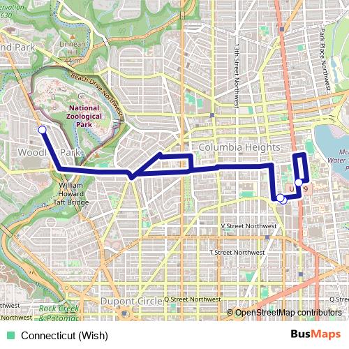 Connecticut (Wish) bus Line Map