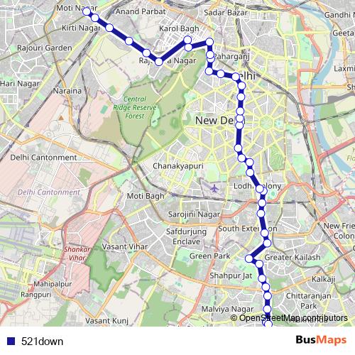 521down bus Line Map