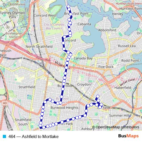 464 bus Line Map