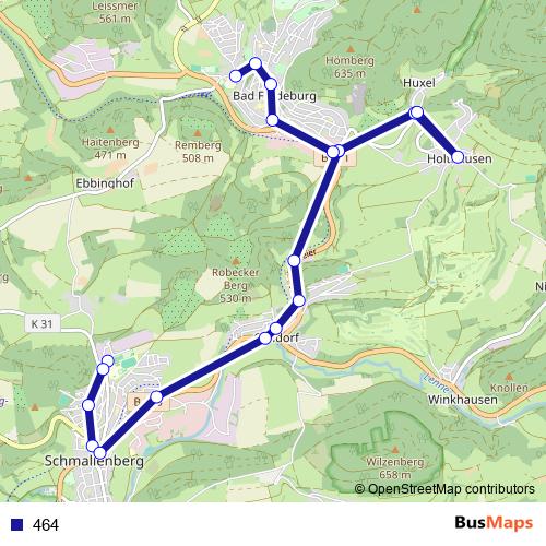 464 bus Line Map