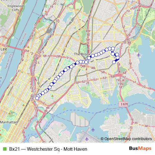 Bx21 bus Line Map