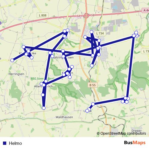 Helmo bus Line Map
