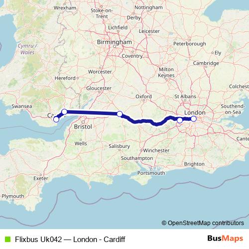 Flixbus Uk042 bus Line Map