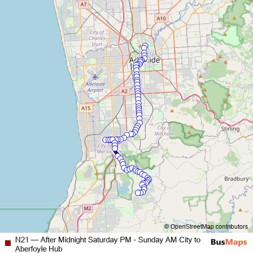 N21 bus Line Map