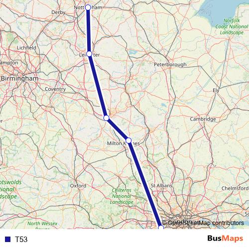 T53 bus Line Map