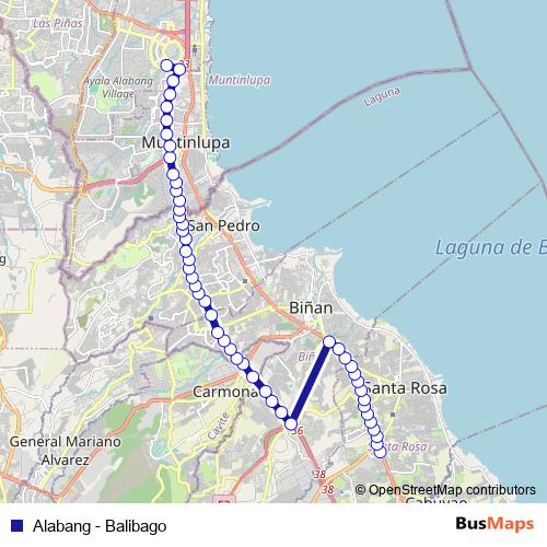 Alabang - Balibago bus Line Map