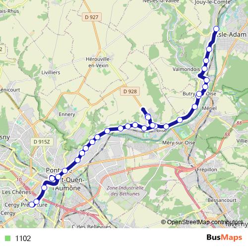 1102 bus Line Map