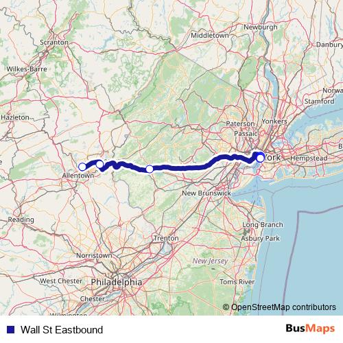 Wall St Eastbound bus Line Map