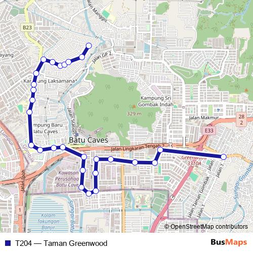 T204 bus Line Map