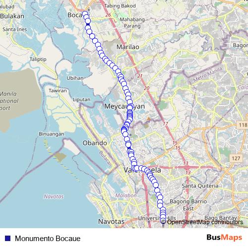 Monumento Bocaue bus Line Map