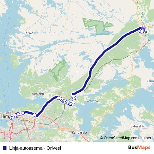 Linja-autoasema - Orivesi bus Line Map