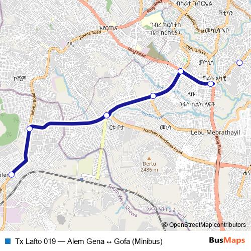 Tx Lafto 019 bus Line Map
