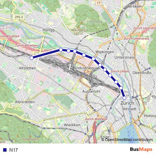 N17 bus Line Map