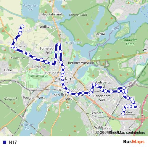 N17 bus Line Map