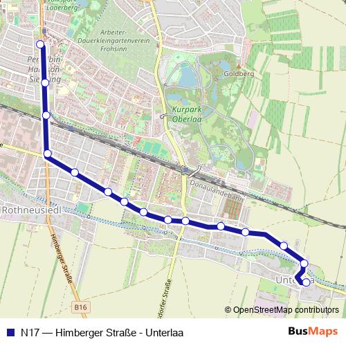 N17 bus Line Map