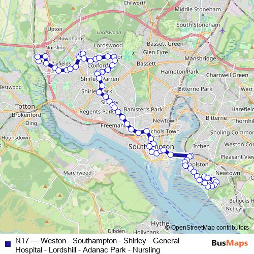 N17 bus Line Map