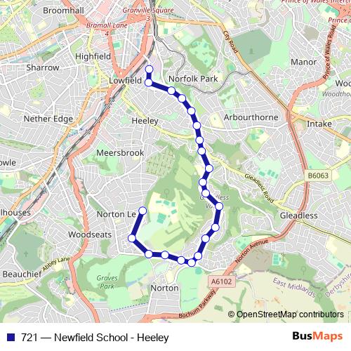 721 bus Line Map