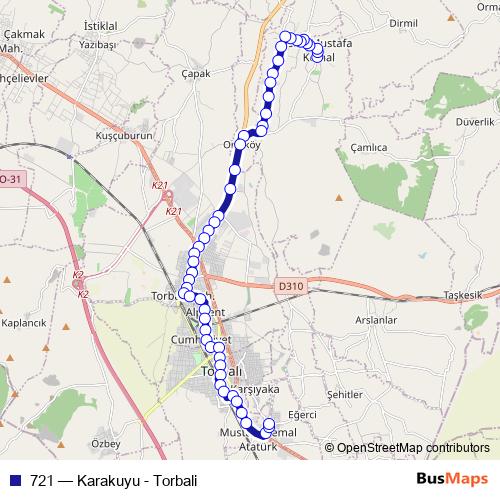 721 bus Line Map