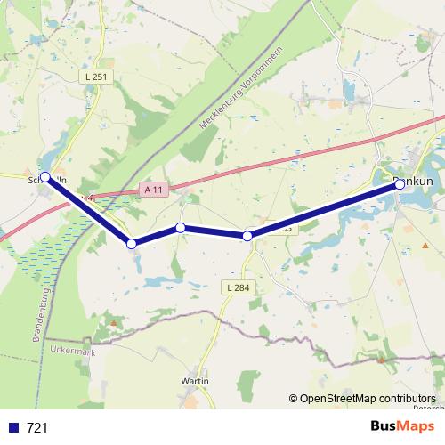 721 bus Line Map