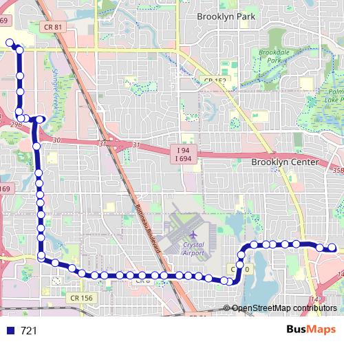 721 bus Line Map