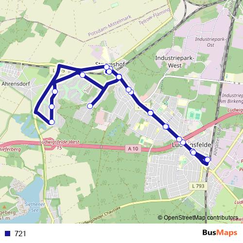 721 bus Line Map