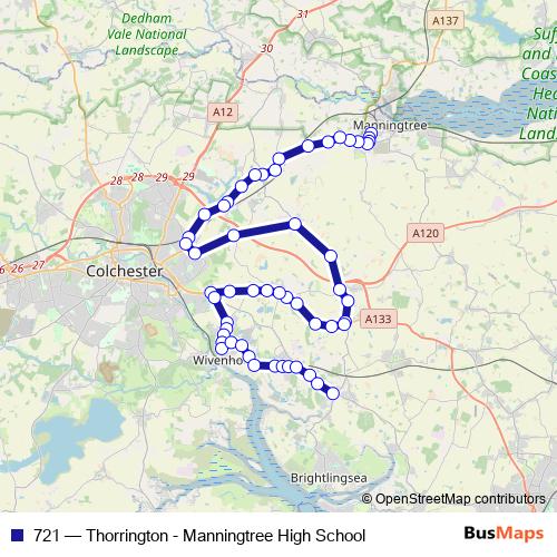 721 bus Line Map