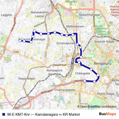 96-E KMT-Knr bus Line Map