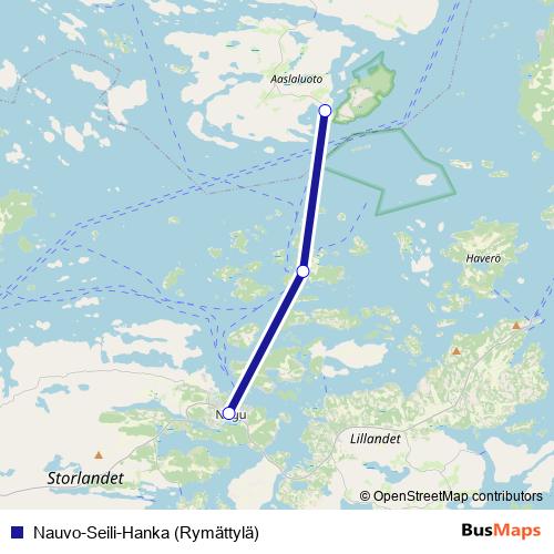 Nauvo-Seili-Hanka (Rymättylä) ferry Line Map