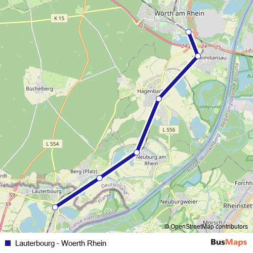 Lauterbourg - Woerth Rhein bus Line Map